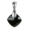 Black Onyx Cushion Checker Board Cut Briolette Silver Pendant