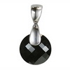 Black Onyx Round Checker Board Cut Briolette Silver Pendant