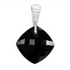 Black Onyx Cushion Checker Board Cut Briolette Silver Pendant