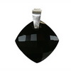 Black Onyx Cushion Checker Board Cut Briolette Silver Pendant