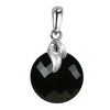 Black Onyx Round Checker Board Cut Briolette Silver Pendant