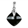 Black Onyx Cushion Checker Board Cut Briolette Silver Pendant