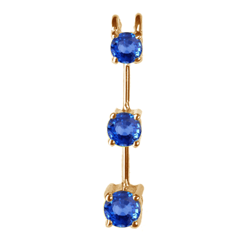 0.25 Ct Twt. Three Stone Blue Sapphire Pendant 14k Yellow Gold