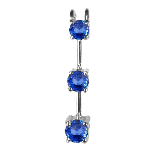 0.25 Ct Twt. Three Stone Blue Sapphire Pendant 14k White Gold