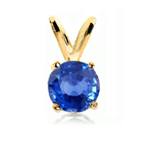 1 Ct. Blue Sapphire Pendant in 14k Yellow Gold