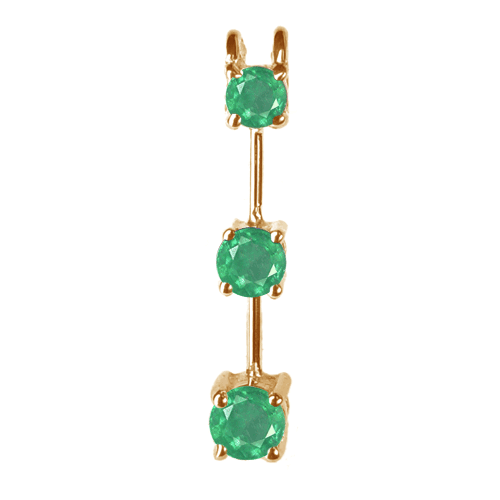 0.25 Ct Twt. Three Stone Emerald Pendant 14k Yellow Gold