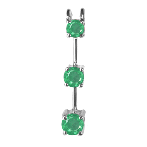 0.25 Ct Twt. Three Stone Emerald Pendant 14k White Gold