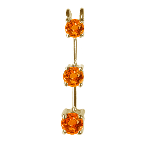 0.25 Ct Twt. Three Stone Padparadscha Sapphire Pendant 14k Yello