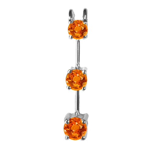 0.25 Ct Twt. Three Stone Padparadscha Sapphire Pendant 14k White