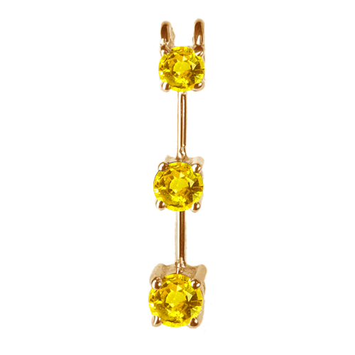 1 Ct. Twt. Three Stone Yellow Sapphire Pendant 14k Yellow Gold