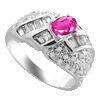 1.38 Ct Twt Diamond Pink Sapphire Ring in 18k White Gold