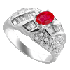 1.38 Ct Twt Diamond Ruby Ring in 18k White Gold