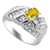 1.38 Ct Twt Diamond Yellow Sapphire Ring in 18k White Gold