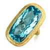 37.5 Carats Swiss Blue Topaz Ring in 14k Yellow Gold