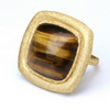 24.8 Carats Tiger Eye Ring in 14k Yellow Gold