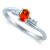 Padparadscha Sapphire Diamond Ring in 14K White Gold