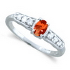 Padparadscha Sapphire Diamond Ring in 14K White Gold