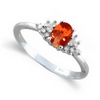 Padparadscha Sapphire Diamond Ring in 14K White Gold