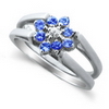 Blue/Pink Sapphire Diamond Ring in 14K White Gold