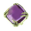 34.18 Carats Amethyst Diamond Ring in 10k Yellow Gold