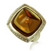 15.69 Carats Golden Citrine Diamond Ring in 10k Yellow Gold