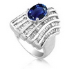 6.10 Carats Tanzanite Diamond Ring in 14k White Gold