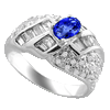 1.38 Ct Diamond Blue Sapphire Ring in 18k White Gold