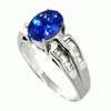 1.24 Carats Blue Sapphire VS Diamond Ring in 18k White Gold