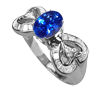 1.44 Carats Blue Sapphire VS Diamond Ring in 18k White Gold