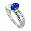 1.20 Carats Blue Sapphire VS Diamond Ring in 18k White Gold