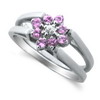 Pink/Yellow Sapphire Diamond Ring in 14K White Gold
