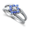 Blue/Pink Sapphire Diamond Ring in 14K White Gold