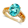 4.26 ct. Blue Topaz Citrine Ring in 14k Yellow Gold