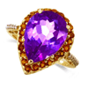 11.71 ct. Amethyst Citrine Diamond Ring in 10k Yellow Gold