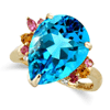8.40 ct. Blue Topaz, Sapphire & Diamond Ring 10K Yellow Gold