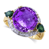 6.64 ct. Amethyst Tourmaline Diamond Ring in 10k Yellow Gold 6.64 ct. Amethyst Tourmaline Diamond Ring in 10k Yellow Gold