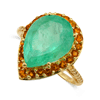 8.46 ct. Emerald Citrine Diamond Ring in 10k Yellow Gold