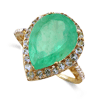 7.94 ct. Emerald Diamond Ring in 10k Yellow Gold