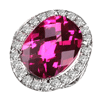 10.14 Cts. Twt. Pink Topaz VS Diamond Ring 18K White Gold