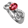 1.24 Carats VS Diamond Pink Tourmaline Ring in 18k White Gold