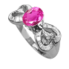 1.44 Carats Pink Sapphire VS Diamond Ring in 18k White Gold