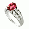 1.04 Carats Pink Tourmaline VS Diamond Ring in 18k White Gold