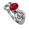 1.44 Carats Ruby VS Diamond Ring in 18k White Gold