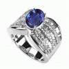 4.32 Carats Tanzanite Diamond Ring in 14k White Gold