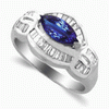 1.17 Carats Tanzanite Diamond Ring in 14k White Gold