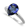1.80 Carats Tanzanite Solitaire Ring in 14k White Gold
