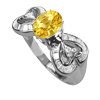 1.44 Carats Yellow Sapphire VS Diamond Ring in 18k White Gold
