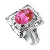 3.83 Carats Ruby Diamond Ring in 14 k White Gold