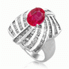 4.29 Carats Ruby Diamond Ring in 14k White Gold