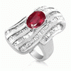 3.83 Carats Ruby Diamond Ring in 14k White Gold